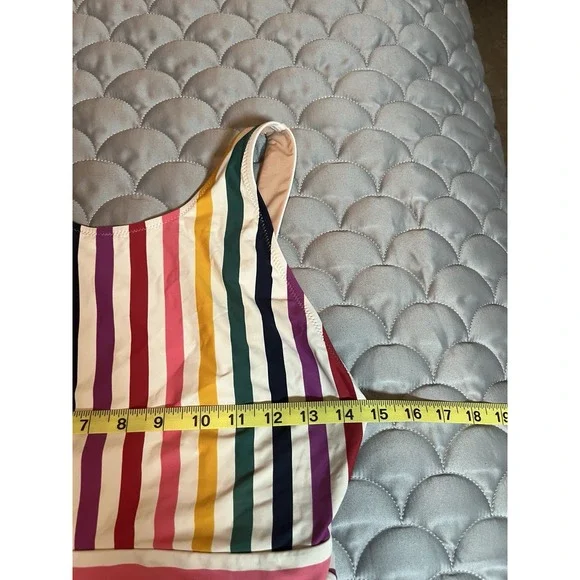 J. Crew Rainbow Striped  Low Back One-Piece Swimsuit Multi Color Size 8 - Picture 8 of 9